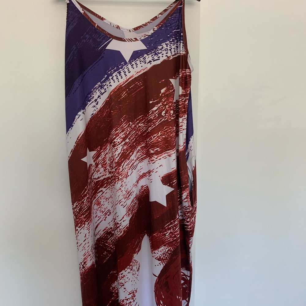 Patriotic Maxi Dress in Red, White, and Blue
